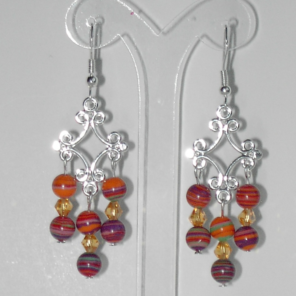 Multi color faux turquoise earrings (#345)